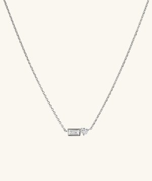 Lab Grown Sapphire Baguette Round Necklace