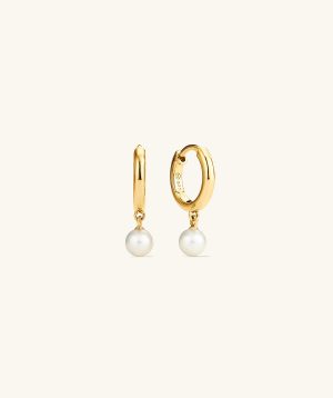 Mira Round Pearl Hoops