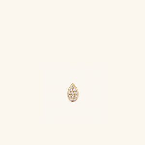 Pave Diamond Flat Back Pear Stud