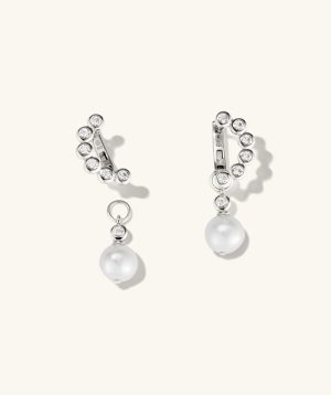 Remy Gemstone Pearl Charm Hoops