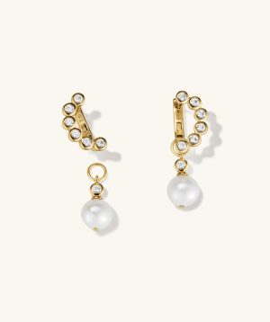 Remy Gemstone Pearl Charm Hoops